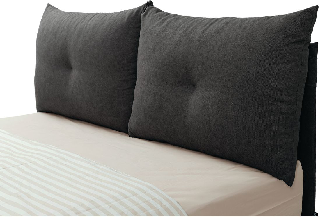 Απεικονίζει τα μαξιλάρια του διπλού κρεβατιού Paris Interium σε Σκούρο Γκρι χρώμα.